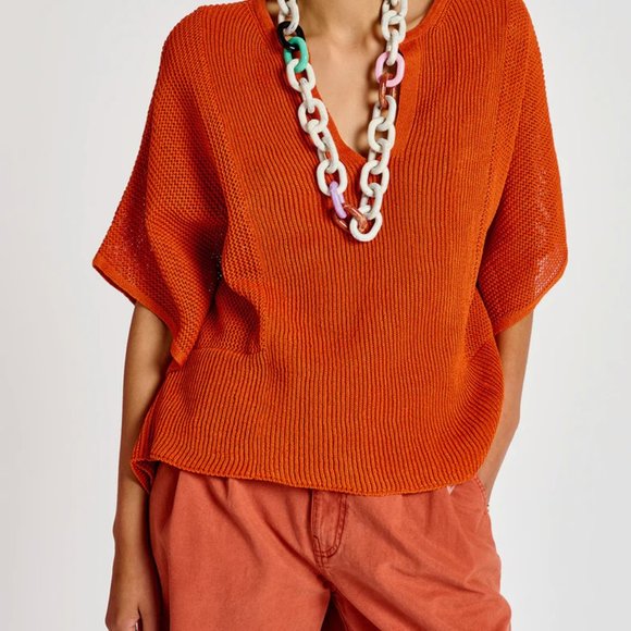 ESSENTIEL ANTWERP Bellaggio Poncho Pullover in Orange Size S (NEW) - Picture 3 of 8